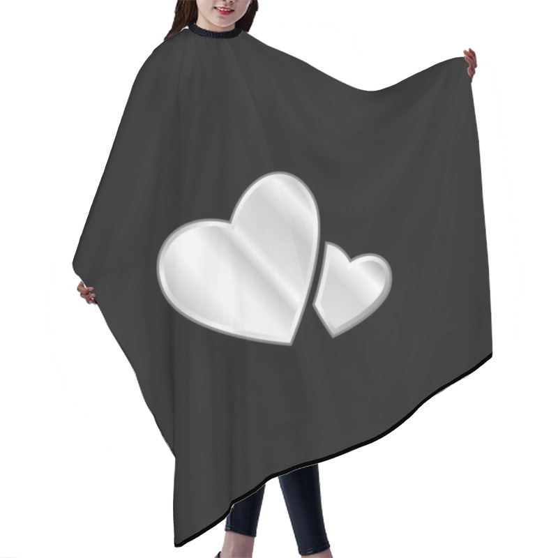 Personality  Big And Small Hearts Silver Plated Metallic Icon Hair Cutting Cape