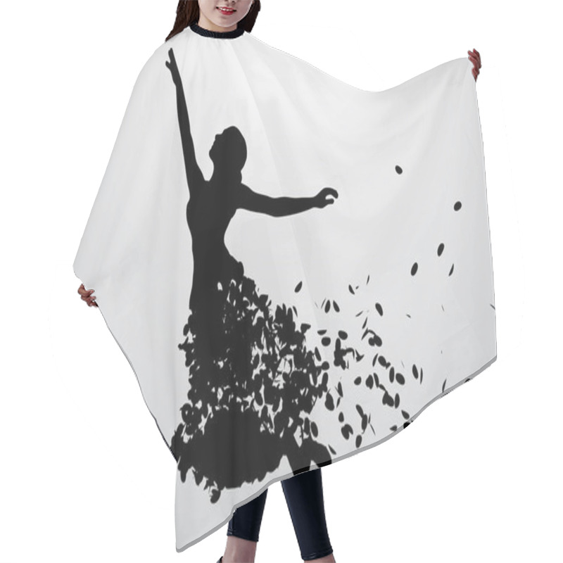 Personality  Silhouette Of A Dancing Girl. Dancer Woman. Hair Cutting Cape