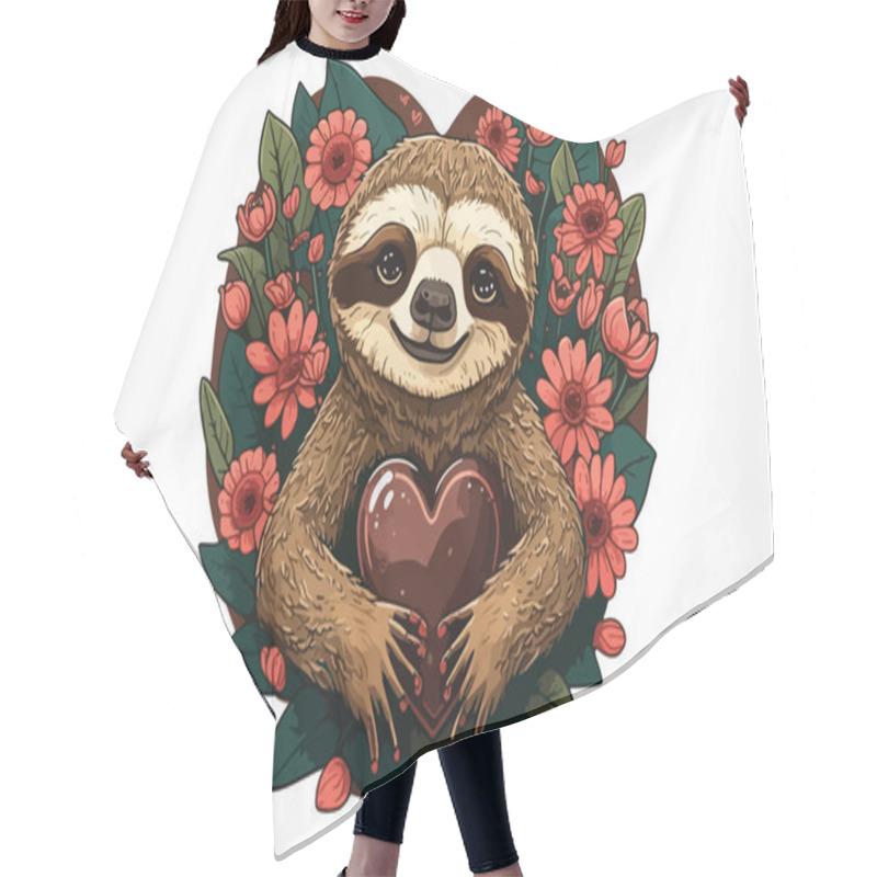 Personality  Sloth Valentine Style Vector Illustration Hair Cutting Cape