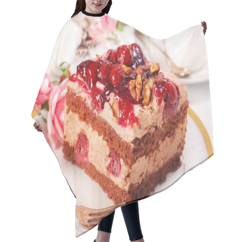 Personality  Chocolate And Cherry Cake With Walnuts Hair Cutting Cape