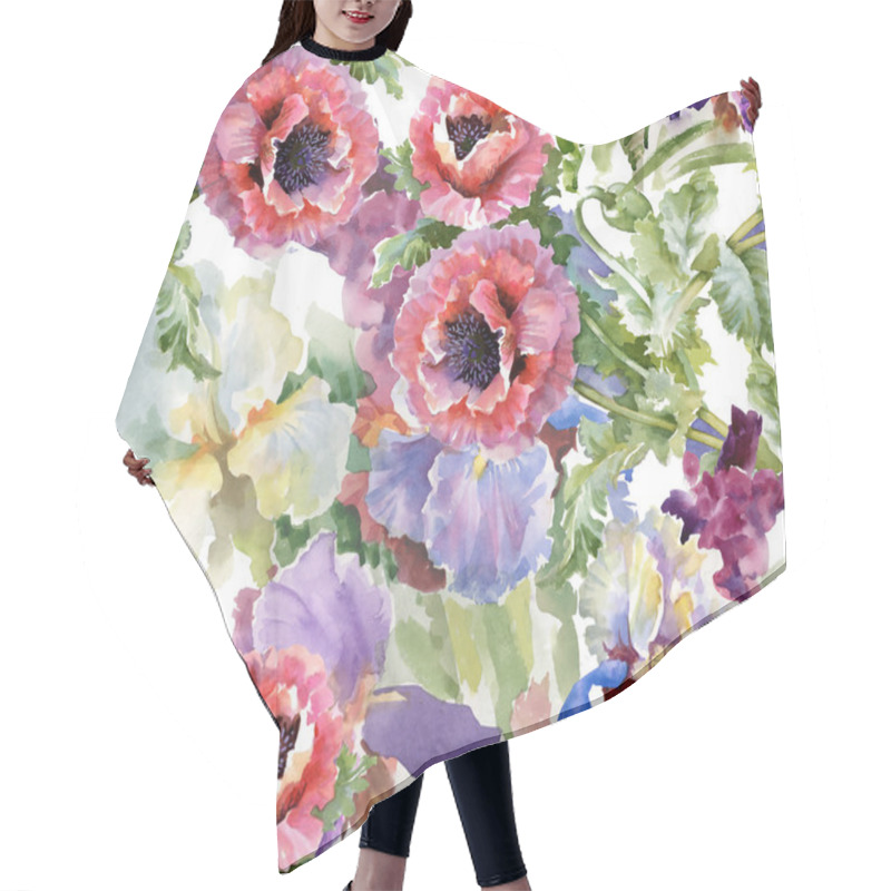 Personality  Blooming Poppy  Flowers Hair Cutting Cape