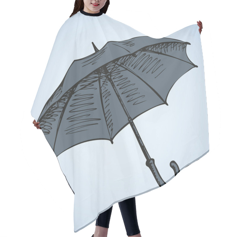 Personality  Umbrella. Vector Drawing Hair Cutting Cape