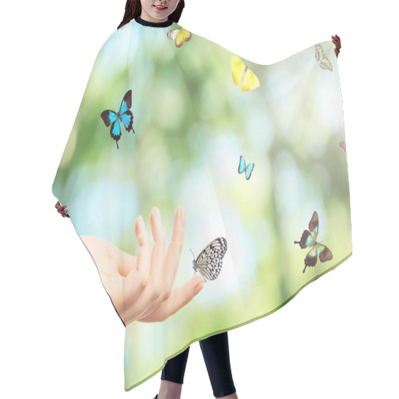 Personality  Female Hand And Butterflies Hair Cutting Cape