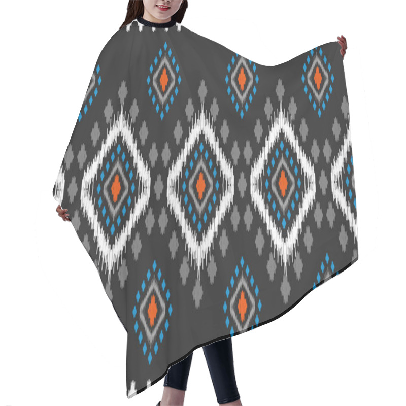 Personality  Carpet Ethnic Tribal Pattern Art. Ethnic Ikat Seamless Pattern. American, Mexican Style. Design For Background, Wallpaper, Illustration, Fabric, Clothing, Carpet, Textile, Batik, Embroidery. Hair Cutting Cape