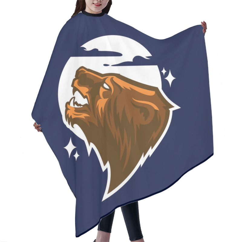 Personality  Grizzly Bear Head Logo Hair Cutting Cape