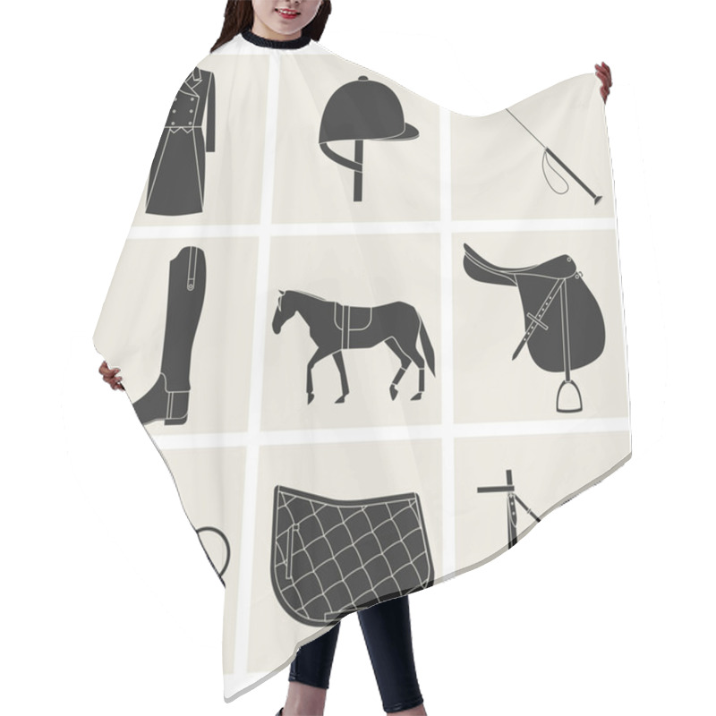 Personality  Black Equestrian Icons Hair Cutting Cape