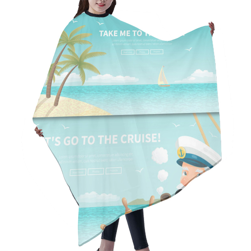 Personality  Set Of Two Ocean  Travel Posters Hair Cutting Cape