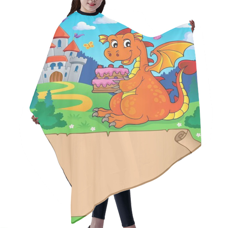 Personality  Small Parchment And Dragon Holding Cake Hair Cutting Cape