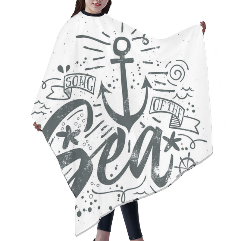 Personality  Sea Print T-shirts For Summer. Vector Illustration.  Hair Cutting Cape