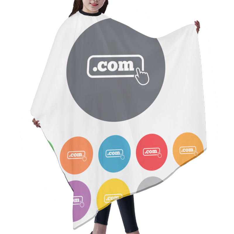 Personality  Domain COM Sign Icon. Top-level Internet Domain Hair Cutting Cape