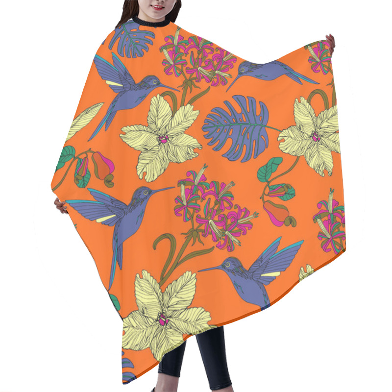 Personality  Bright Tropical Background With Exotic Plants.  Hair Cutting Cape