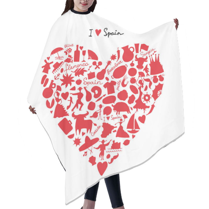 Personality  Spain Love, Art Heart Shape. Sketch For Your Design Hair Cutting Cape