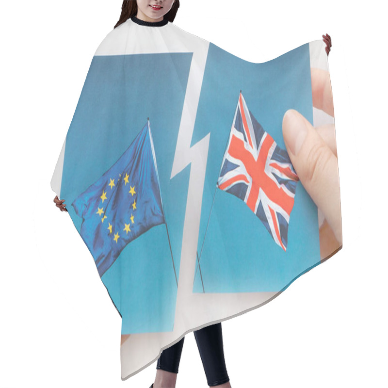 Personality  European Union And UK Flags, Brexit EU Concept Hair Cutting Cape