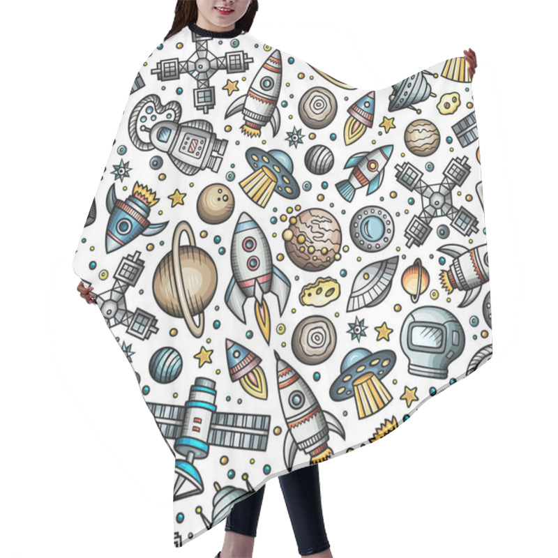 Personality  Cartoon Hand-drawn Space, Planets Seamless Pattern Hair Cutting Cape