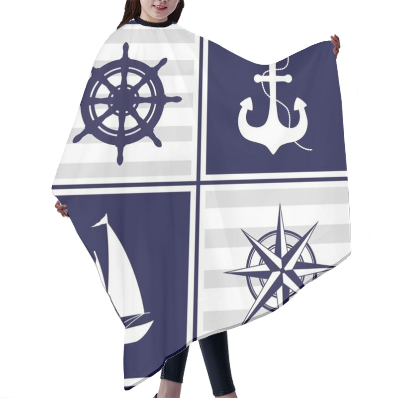 Personality  Marine Patterns With Nautical Elements  Hair Cutting Cape