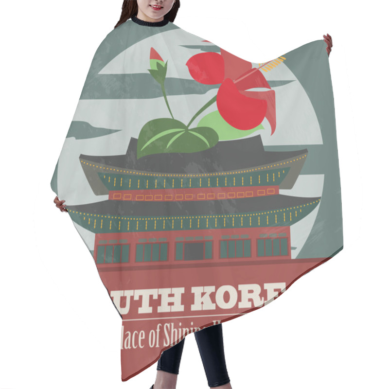 Personality  South Korea Landmarks. Retro Styled Image Hair Cutting Cape