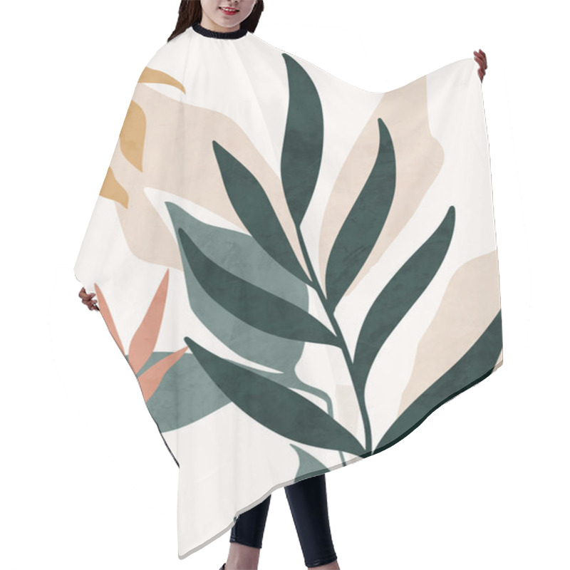 Personality  Organic Geometric Abstract Art, Texture, Geometric Shapes, Beige, Brown, Yellow, Black, Green, Green, Nature, Botanical, Flowers, Leaves, Landscape Hair Cutting Cape