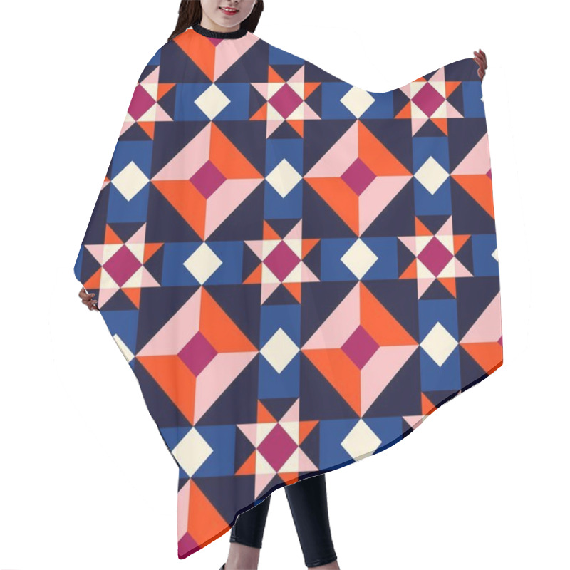 Personality  Pattern With Different Geometrical Shapes. Hair Cutting Cape