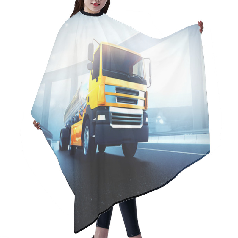 Personality  Truck With Oil Cistern On Highway Hair Cutting Cape