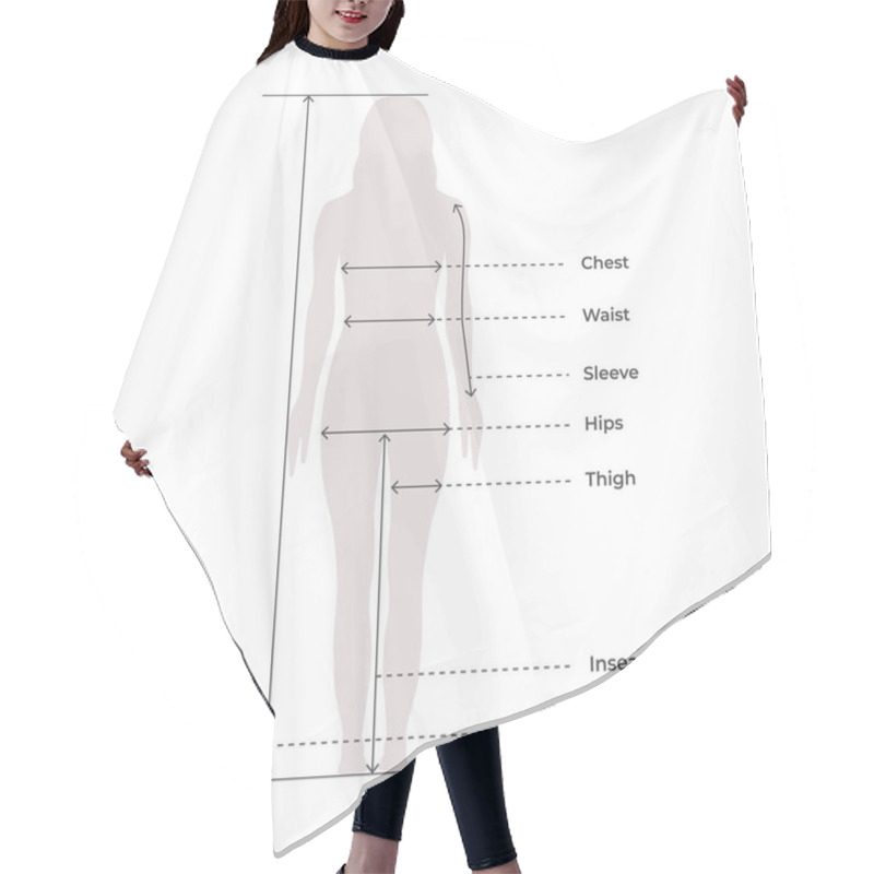 Personality  Woman Female Body Measurement Proportions For Clothing Design And Sewing Chart For Fashion Vector Illustration  Hair Cutting Cape