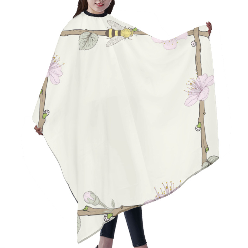 Personality  Twig Frame With Flowers And Bee Hair Cutting Cape