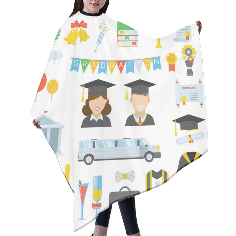 Personality  Graduation Day Certification Ceremony Vector Icons Hair Cutting Cape