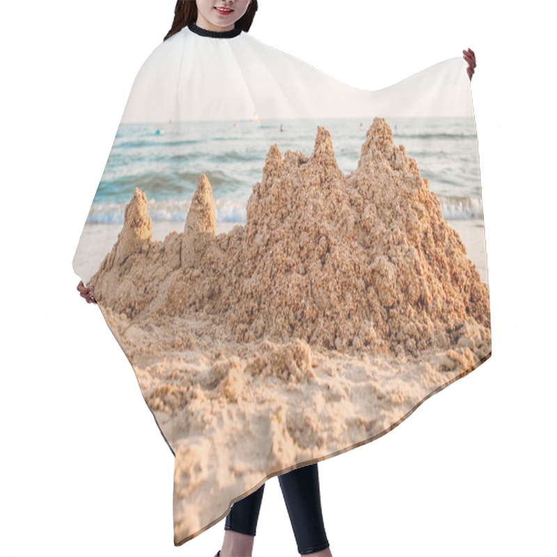 Personality  Sand Castle On A Sandy Sea Beach Hair Cutting Cape