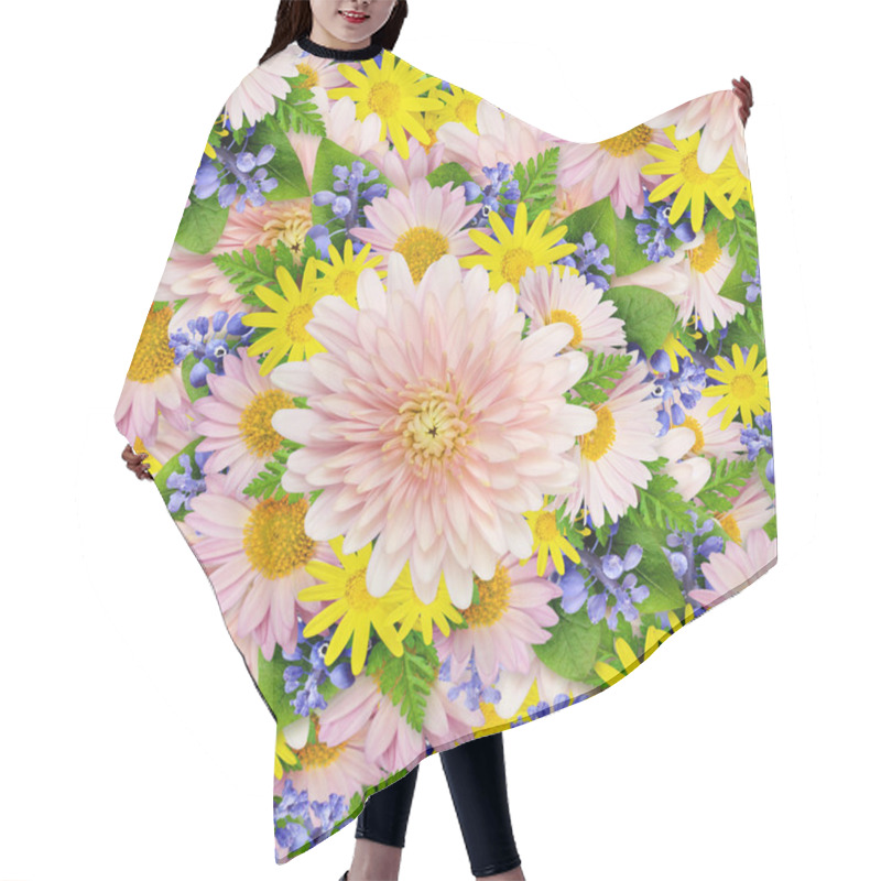 Personality  Asters And Wild Flowers Background Hair Cutting Cape