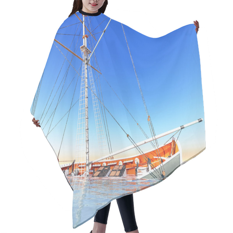 Personality  Old Pirate Frigate Sinking On Stormy Waters Hair Cutting Cape