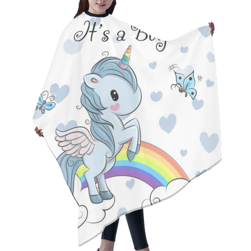 Personality  Baby Shower Greeting Card With Cute Unicorn Boy Hair Cutting Cape