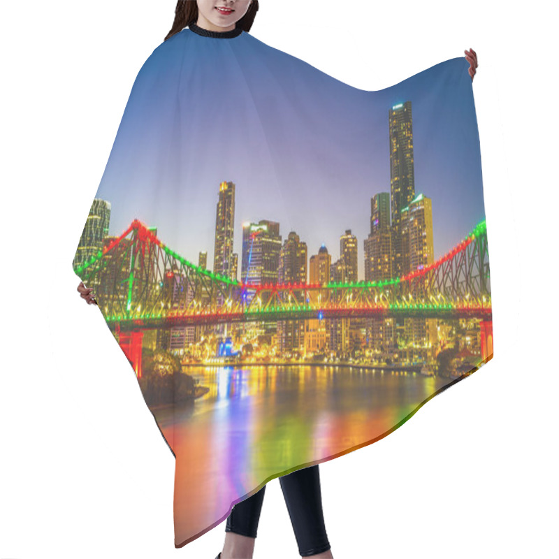 Personality  Brisbane With Story Bridge In Australia At Night Hair Cutting Cape