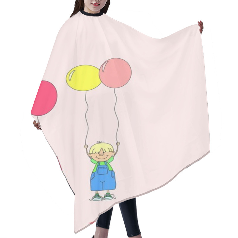 Personality  Girl And Boy Holding A Balloon Heart Hair Cutting Cape