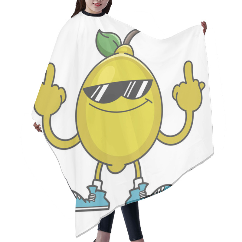 Personality  Lemon With Sunglasses Cartoon Giving The Middle Fingers Isolated On White Hair Cutting Cape