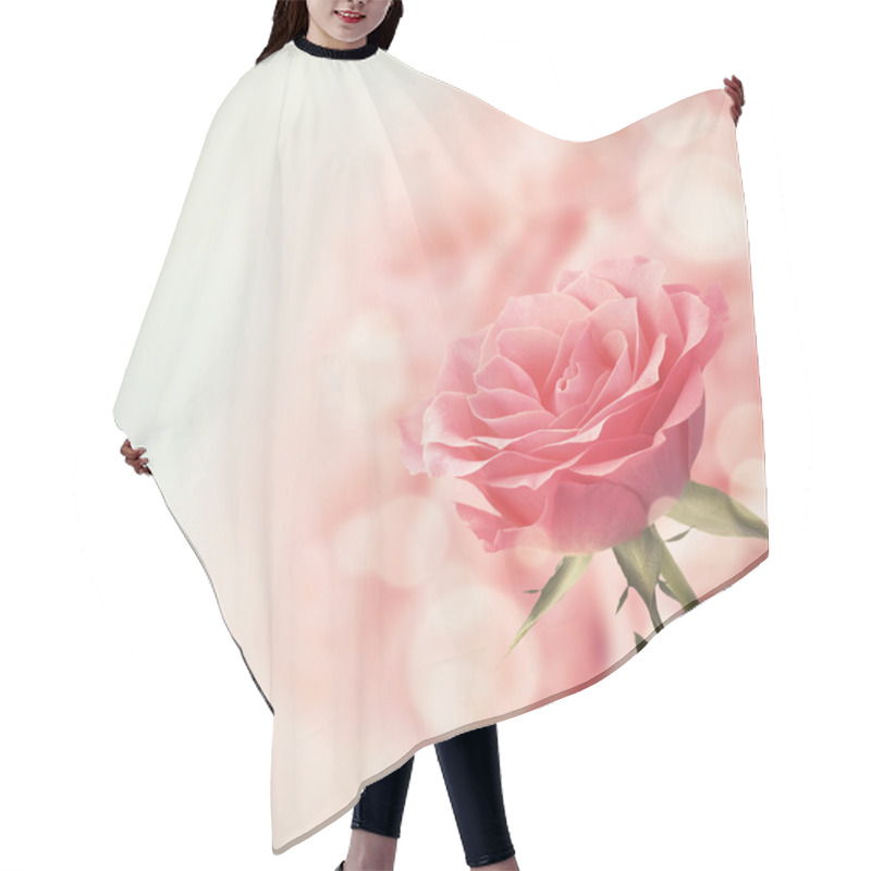 Personality  Beautiful Pink Rose. Retro Style Toned. Hair Cutting Cape