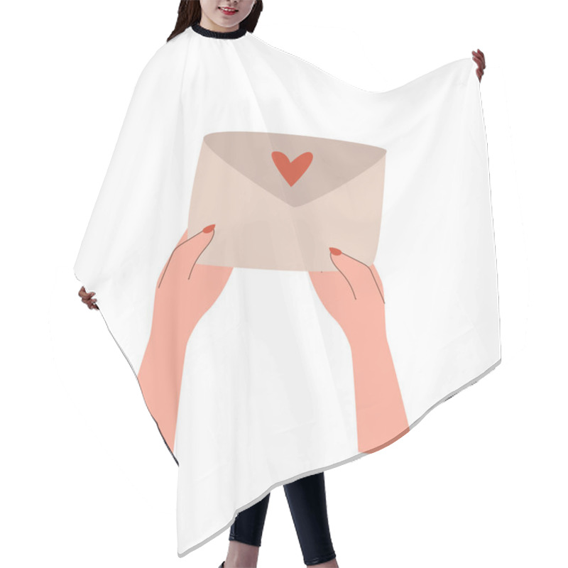 Personality  The Concept Of Receiving A Love Letter. Female Hands Holding An Envelope With A Heart. Vector Illustration Hair Cutting Cape