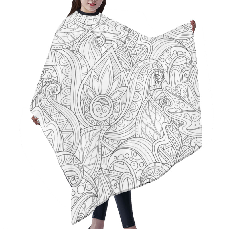 Personality  Seamless Monochrome Floral Pattern Hair Cutting Cape