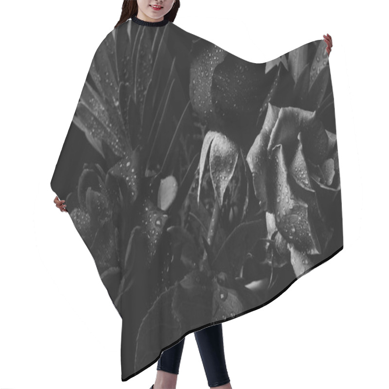 Personality  Black And White Bouquet Studio Backdrop Shot Hair Cutting Cape