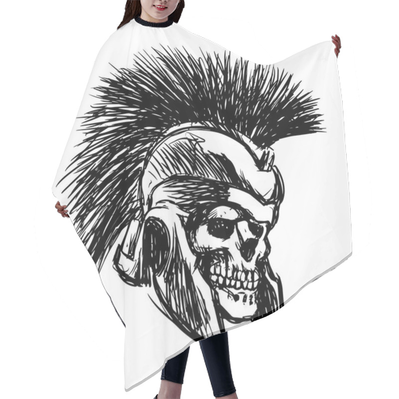 Personality  Spartan Skull With Helmet - Vector Illustration Hair Cutting Cape