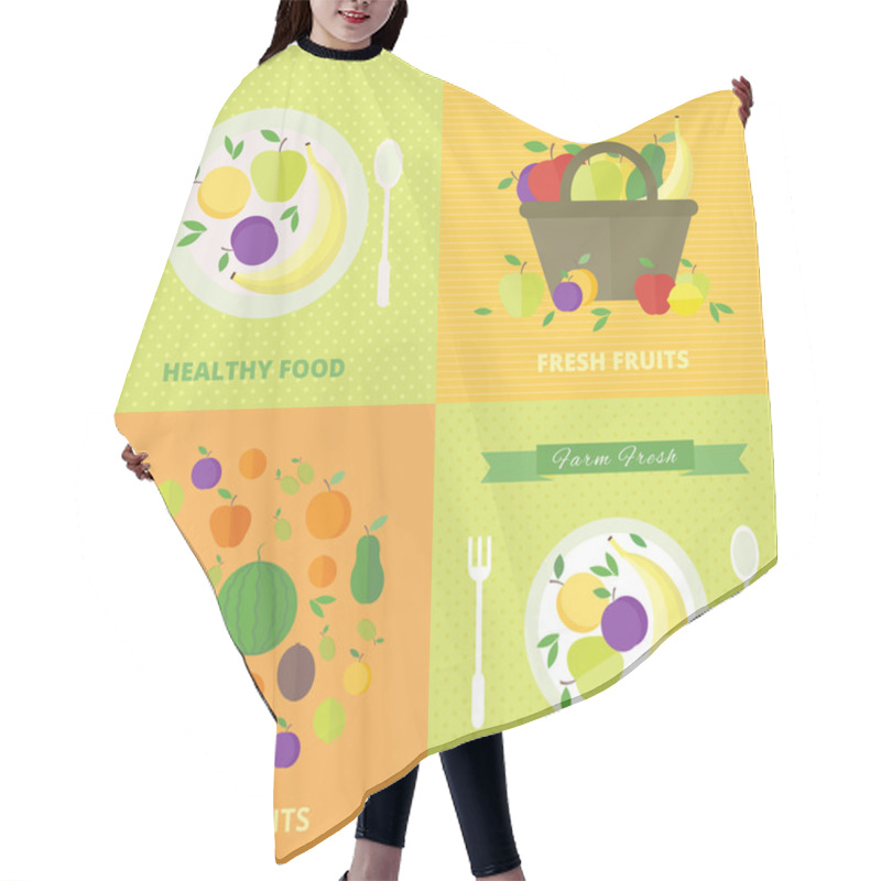 Personality  Vector Banners, Card With Fresh Fruits And Berries Hair Cutting Cape