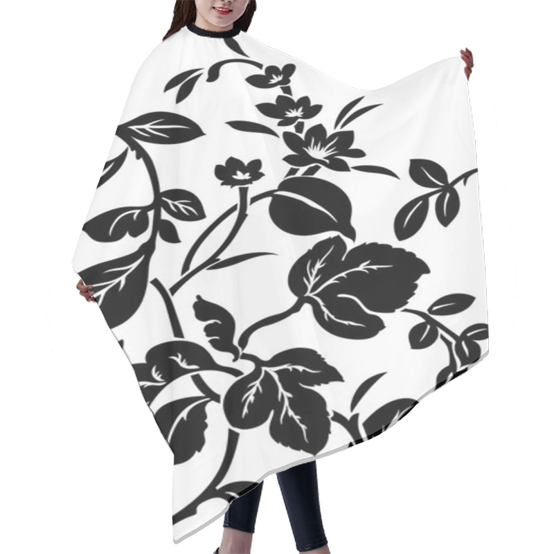 Personality  Black And White Hand Painted Graphic Flowers Hair Cutting Cape