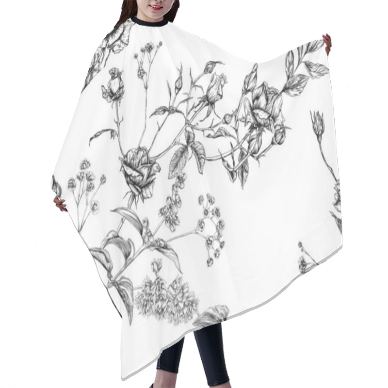 Personality  Roses Seamless Pattern Hair Cutting Cape