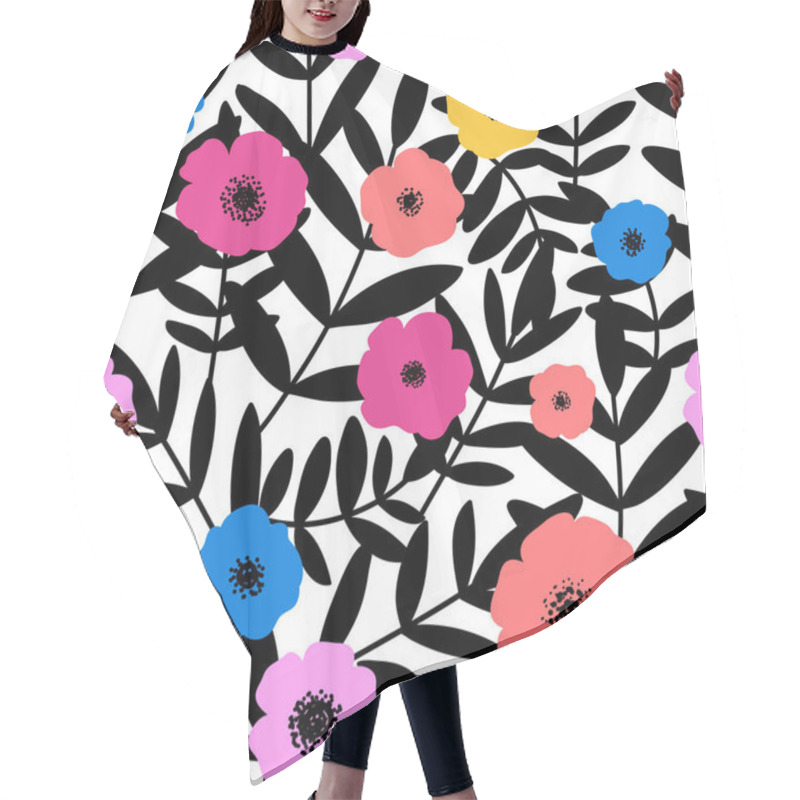 Personality  Leaves And Flowers Hand Drawn In Trendy Style.Creative Vector Illustration.Sketch For Wrapping Paper, Floral Textile, Background Fill, Fabric.  Hair Cutting Cape