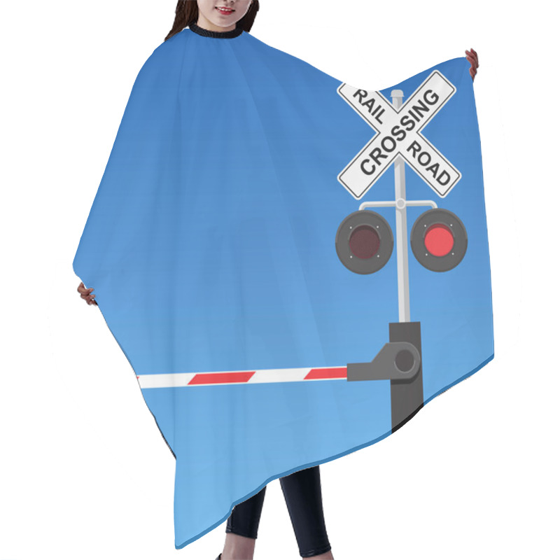 Personality  Railroad Crossing Vector Flat Design. Hair Cutting Cape