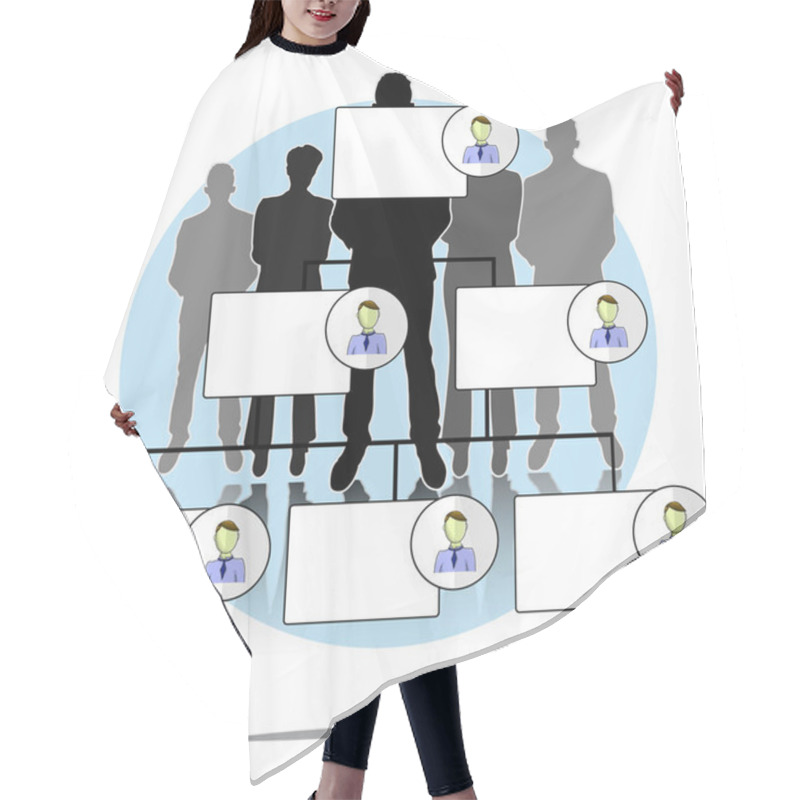 Personality  Illustration Of Organogram With Business People Group Hair Cutting Cape