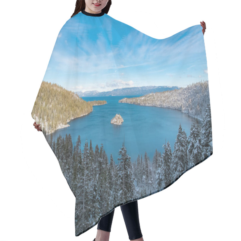 Personality  The Lake Tahoe In Nevada And California, Panorama Of The Emerald Bay In Winter Hair Cutting Cape