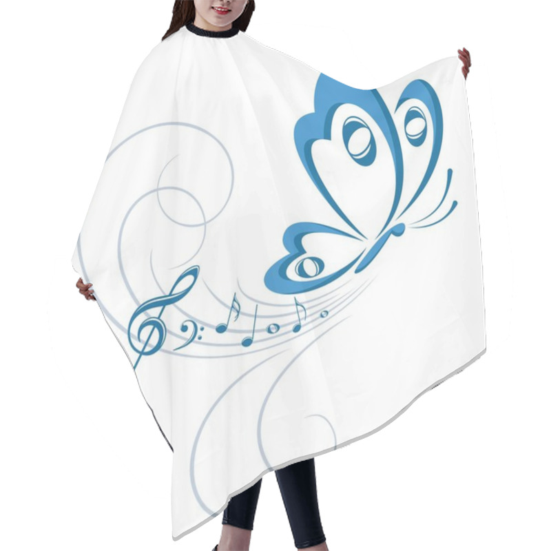 Personality  Symbol Of Butterfly With Music Notes. Hair Cutting Cape