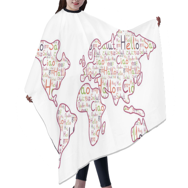 Personality  World Map On The White Background Purple Hello Pattern Hair Cutting Cape