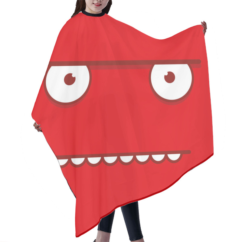 Personality  A Vector Cute Cartoon Red Grumpy Face Hair Cutting Cape