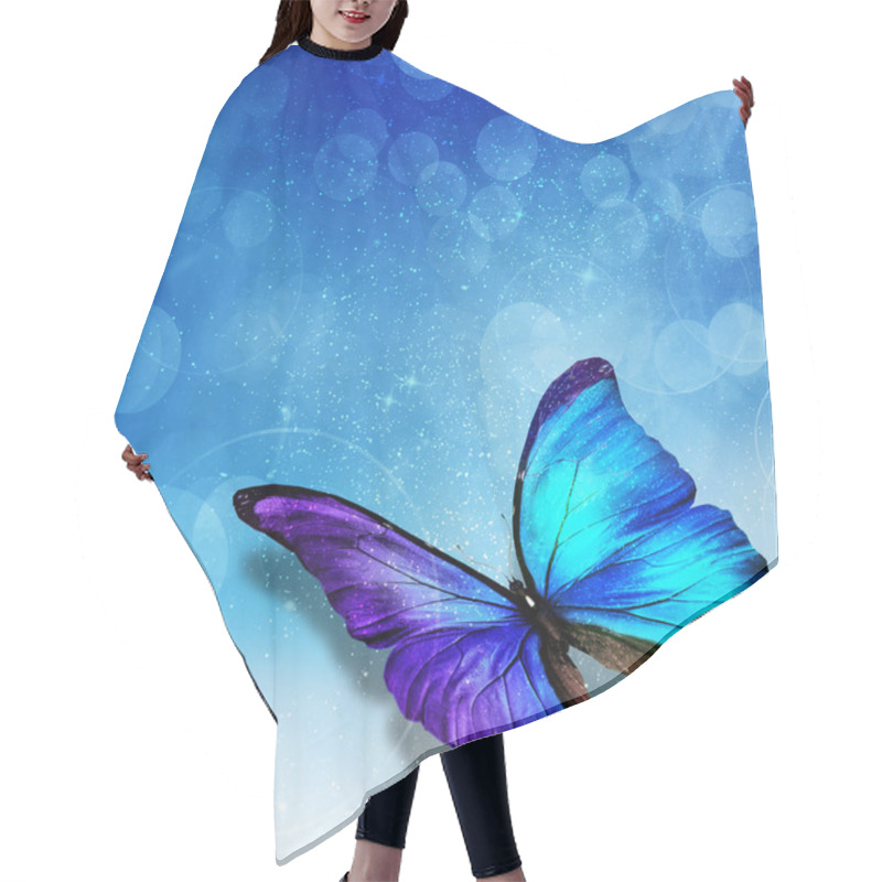 Personality  Blue Background With Butterfly Hair Cutting Cape