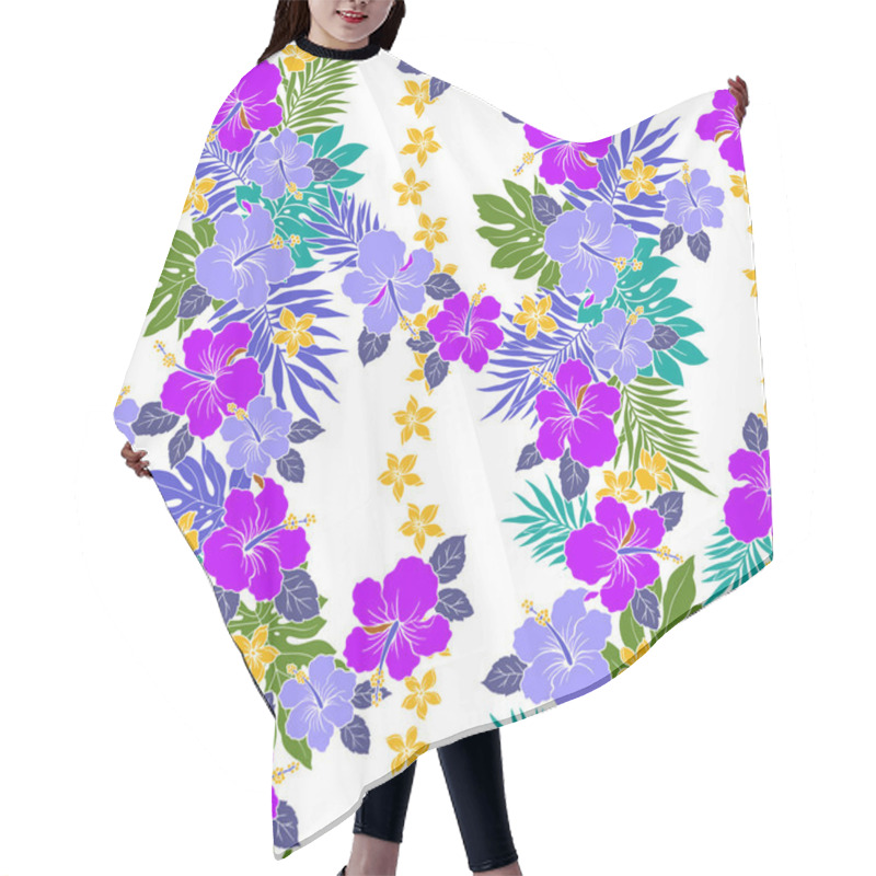 Personality  Hibiscus Flower Pattern Hair Cutting Cape